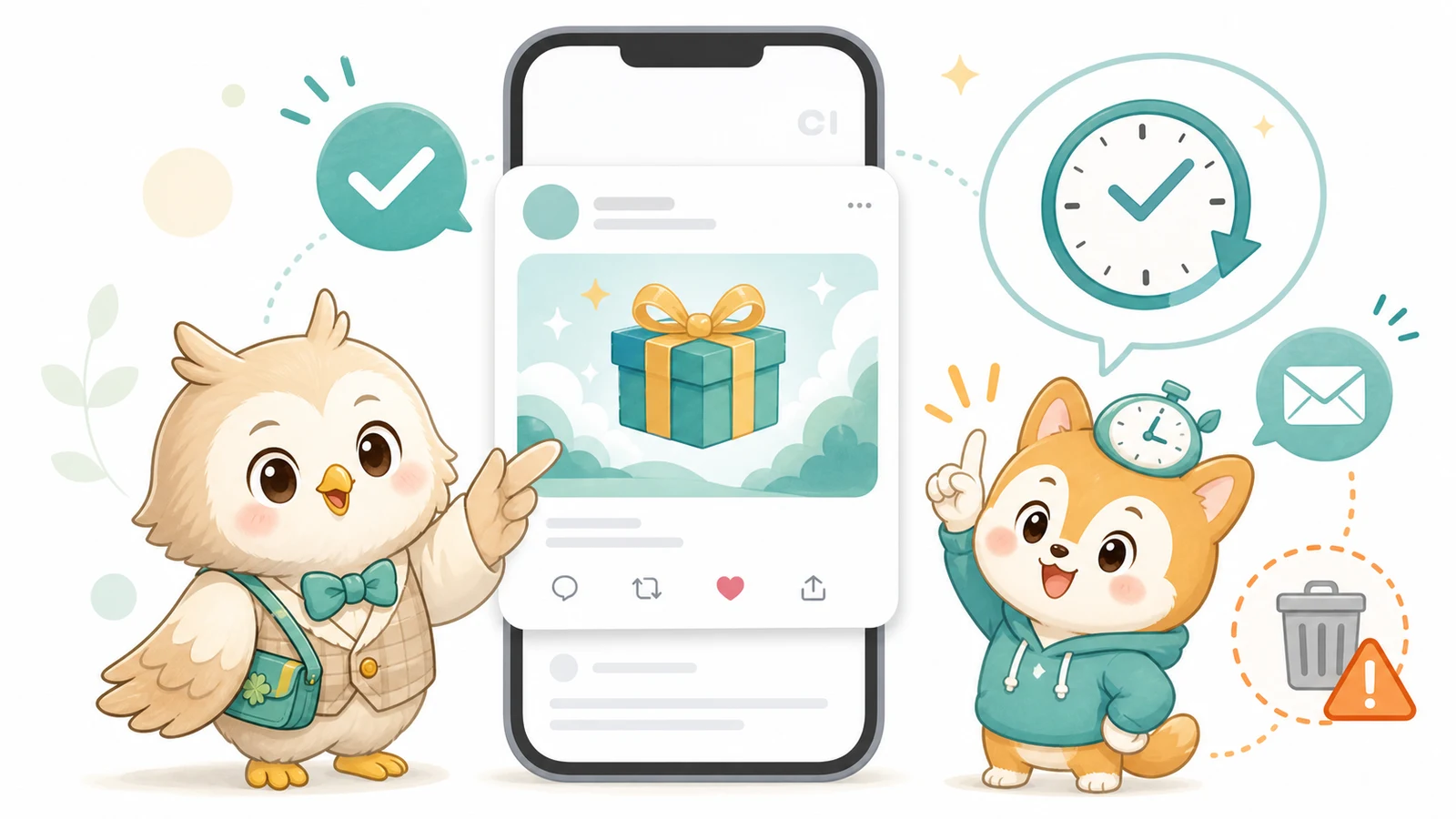 SNS懸賞で応募後にフォロー解除や投稿削除をしていいかをふくみとはやめが確認する記事タイトル画像